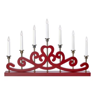 Markslöjd 706210 - Candelabro navideño NIGHTFALL 7xE10/3W/230V rojo/latón