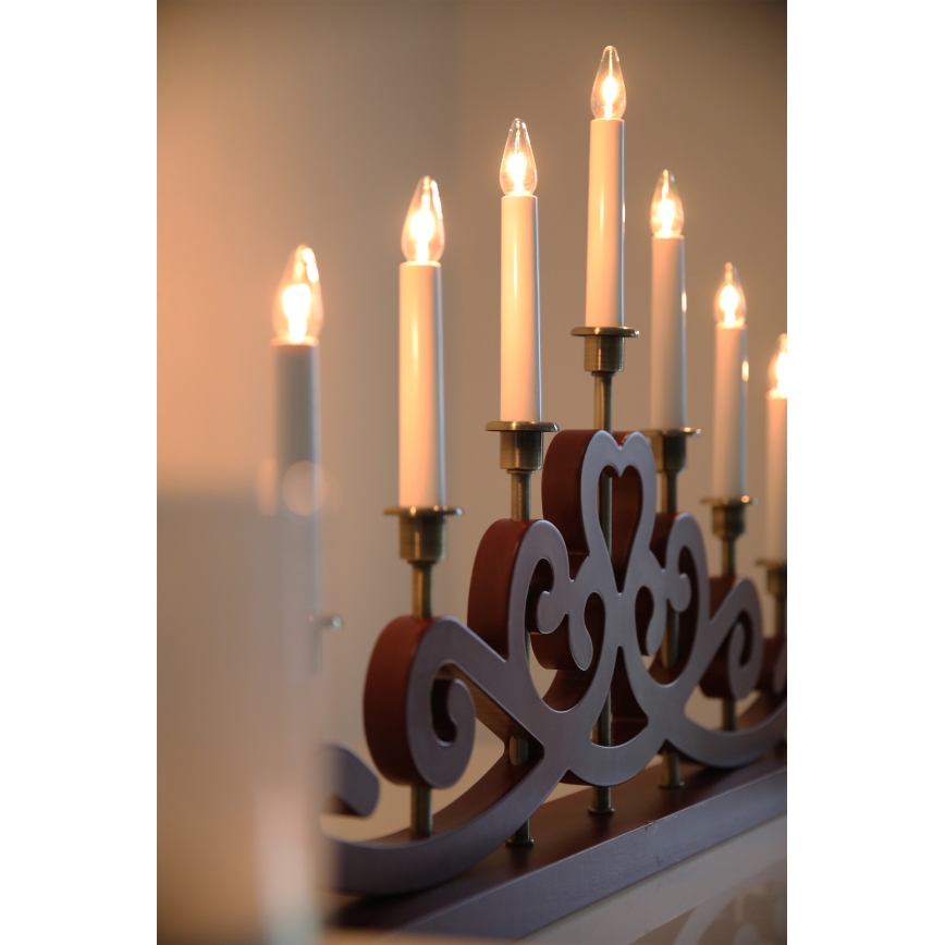 Markslöjd 706210 - Candelabro navideño NIGHTFALL 7xE10/3W/230V rojo/latón