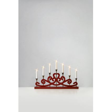 Markslöjd 706210 - Candelabro navideño NIGHTFALL 7xE10/3W/230V rojo/latón