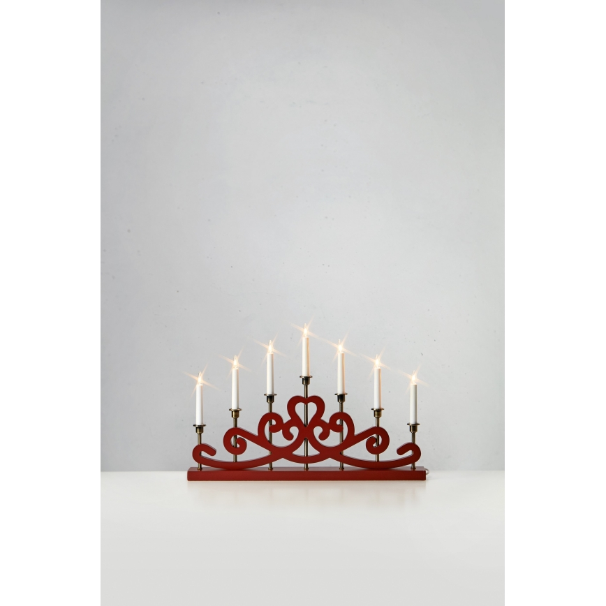 Markslöjd 706210 - Candelabro navideño NIGHTFALL 7xE10/3W/230V rojo/latón