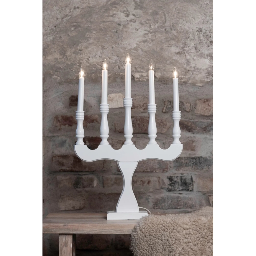 Markslöjd 706278 - Candelabro navideño SVANEHOLM 5xE10/3W/230V pino/blanco