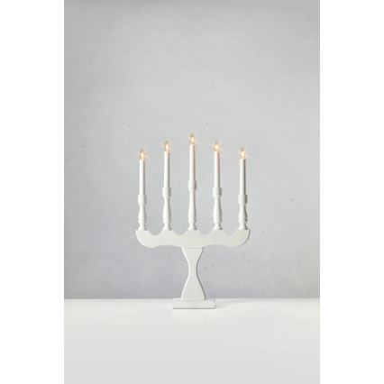 Markslöjd 706278 - Candelabro navideño SVANEHOLM 5xE10/3W/230V pino/blanco