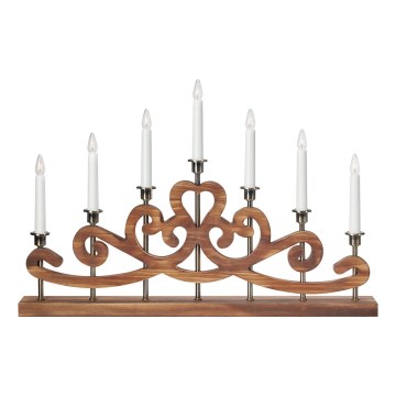 Markslöjd 706428 - Candelabro navideño NIGHTFALL 7xE10/3W/230V marrón/latón