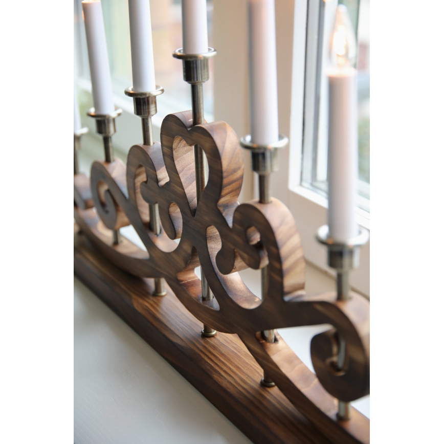 Markslöjd 706428 - Candelabro navideño NIGHTFALL 7xE10/3W/230V marrón/latón