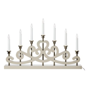 Markslöjd 706452 - Candelabro navideño NIGHTFALL 7xE10/3W/230V beige/latón