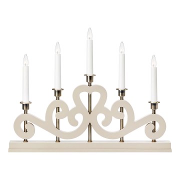 Markslöjd 706453 - Candelabro navideño ENEBY 5xE10/3W/230V beige/latón