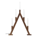 Markslöjd 706471 - Candelabro navideño BJURFORS 5xE10/3W/230V pino/marrón