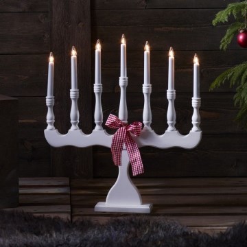 Markslöjd 8004 - Portavelas navideño SVANEHOLM 7xE10/3W/230V blanco