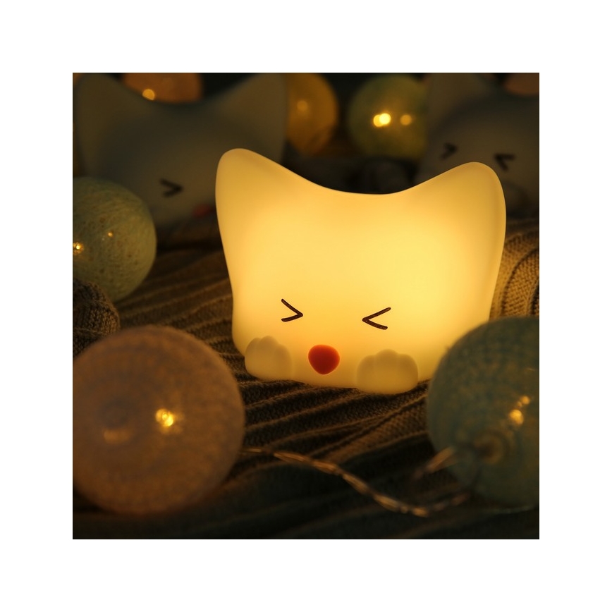 MegaLight - Lámpara infantil táctil LED RGB regulable y recargable CATTY CAT LED/5V