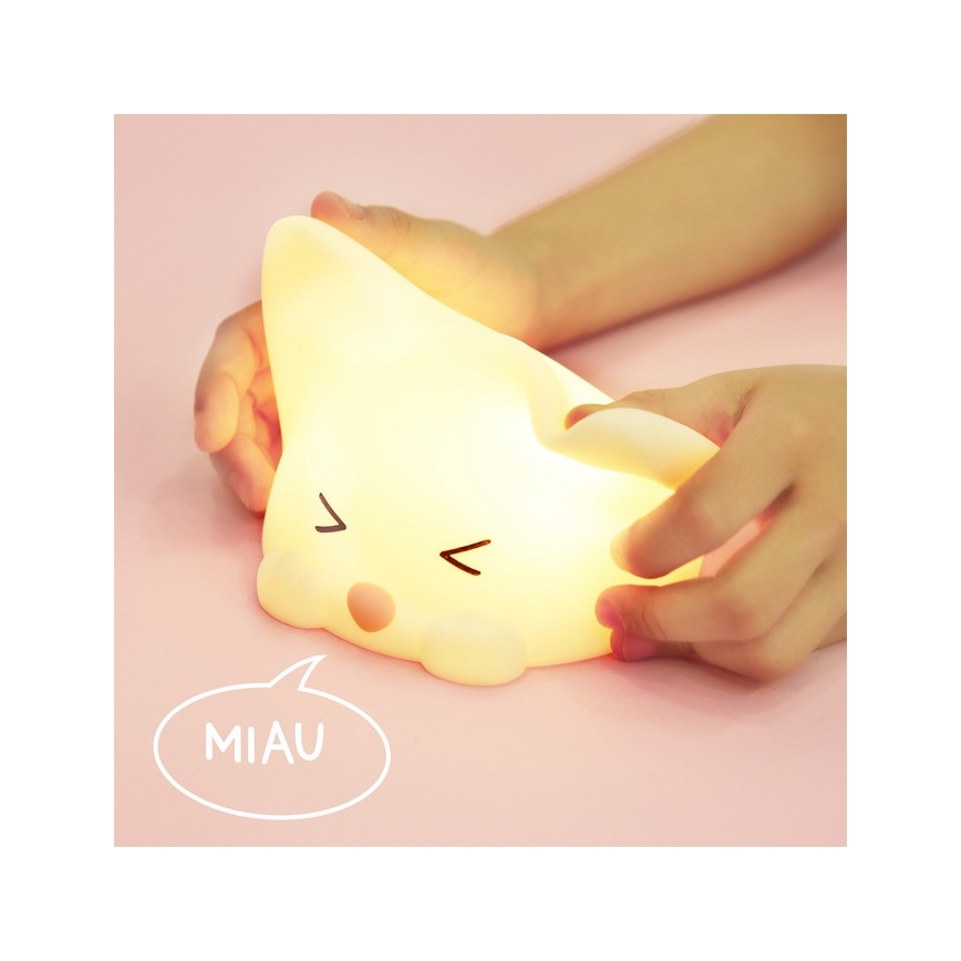 MegaLight - Lámpara infantil táctil LED RGB regulable y recargable CATTY CAT LED/5V