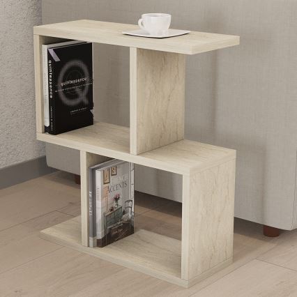 Mesa auxiliar CROS 45x17 cm, acabado efecto mármol/beige