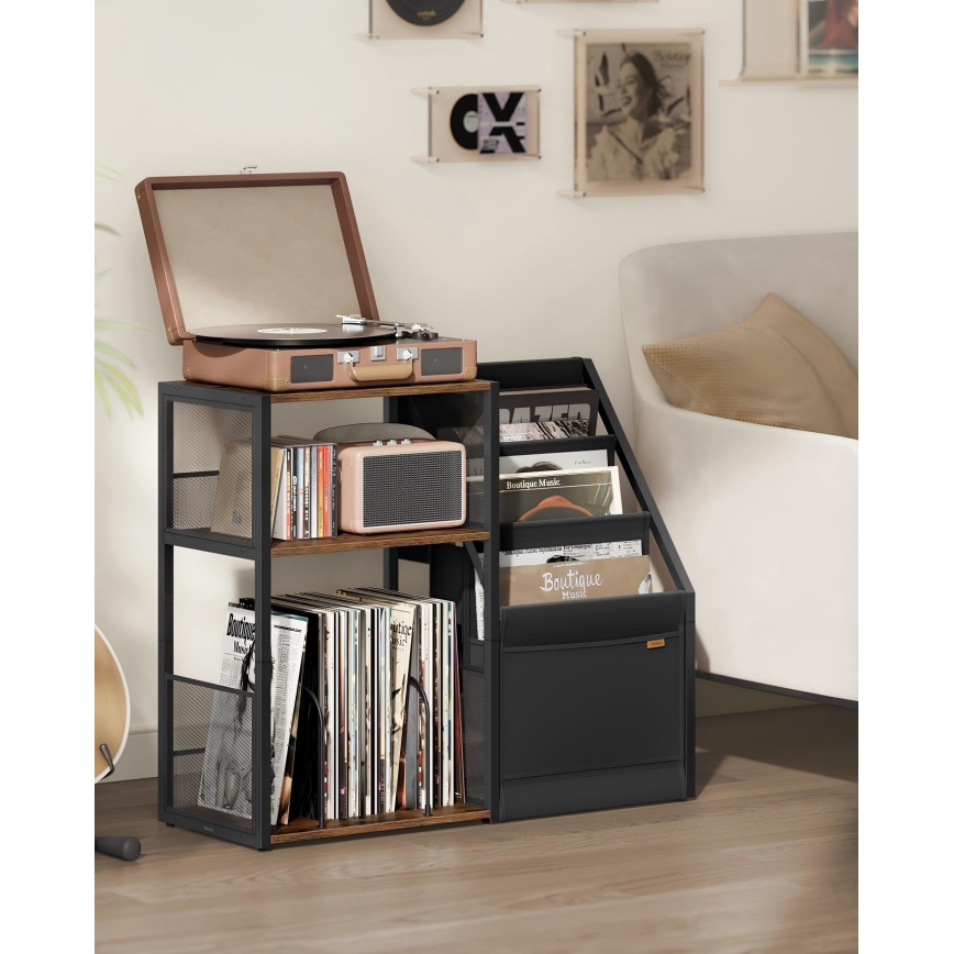 Mesa auxiliar LUVOR 81x30 cm marrón/negro