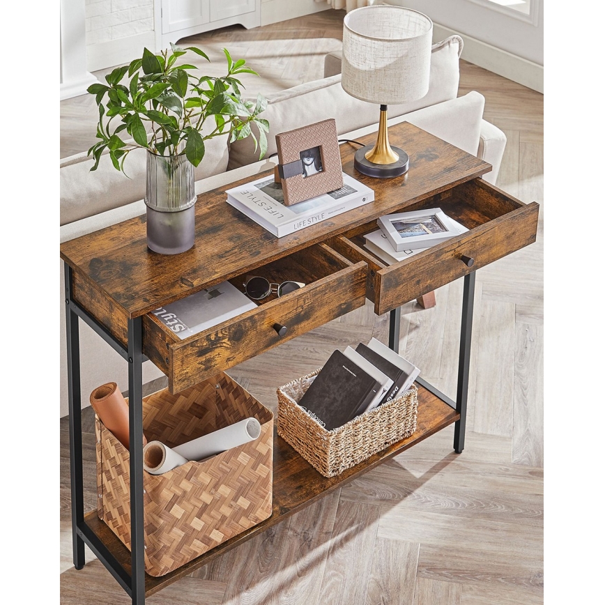 Mesa auxiliar LUVOR marrón/negro