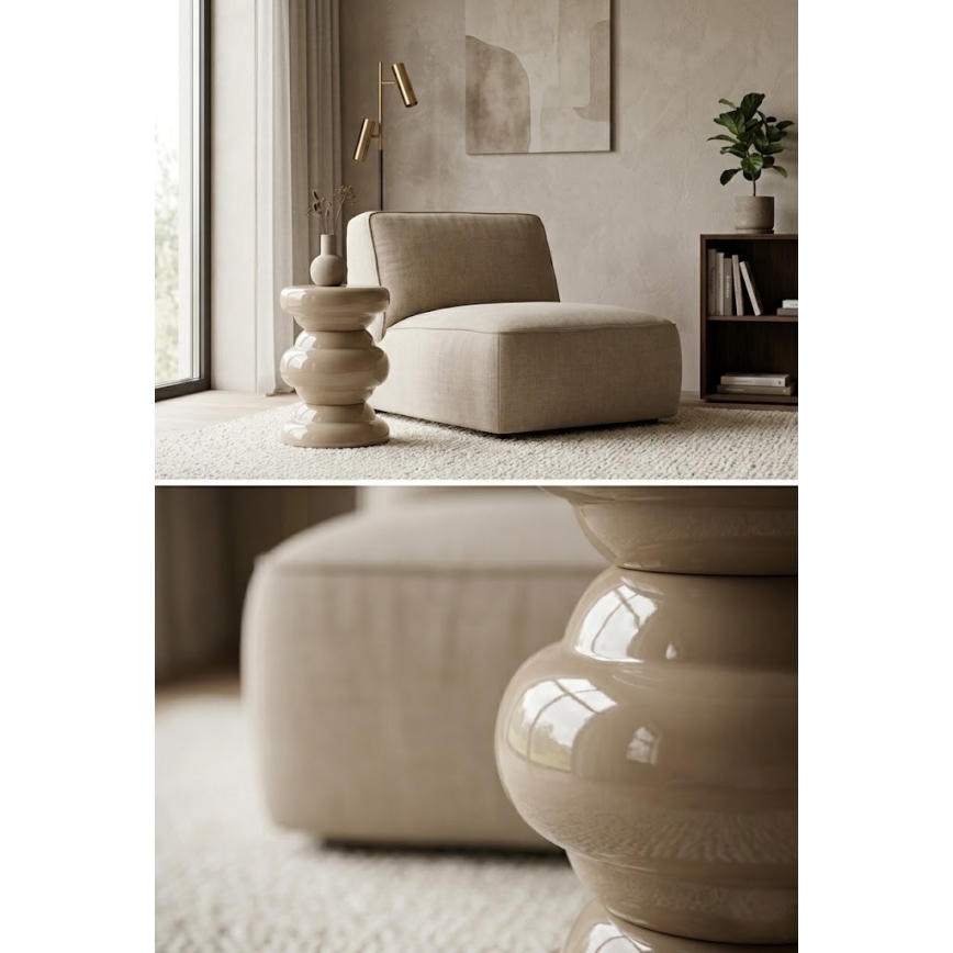 Mesa auxiliar PETIT, diámetro 31 cm, beige