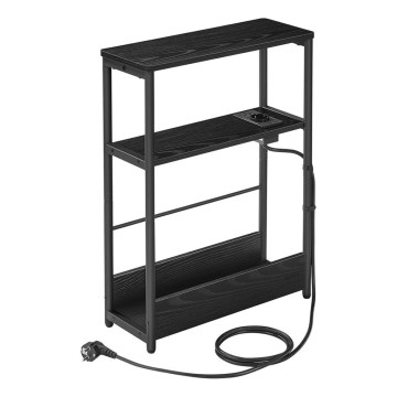 Mesa auxiliar ROD con toma de corriente integrada y puertos USB, negra