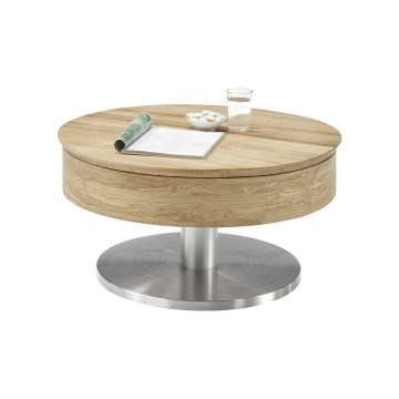 Mesa de centro BLOCK Ø 79 cm roble/plateado