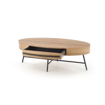 Mesa de centro con cajón CAROLINA 41x120 cm roble dorado/negro