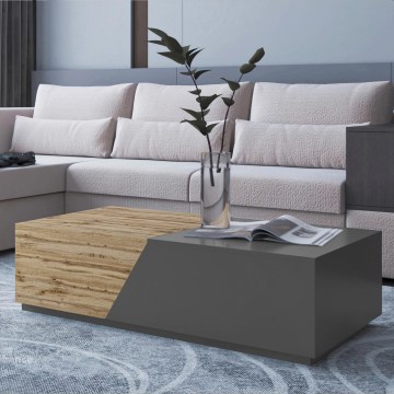 Mesa de centro CEELIAS 124x42 cm antracita/roble Wotan