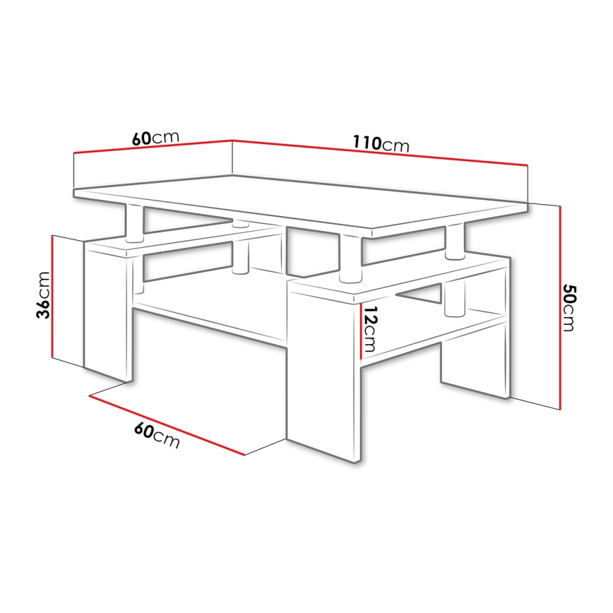 Mesa de centro CUBE 50x110 cm blanco