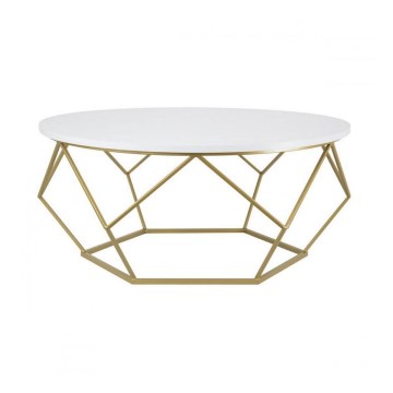 Mesa de centro DIAMOND 41,5x90 cm dorado/blanco