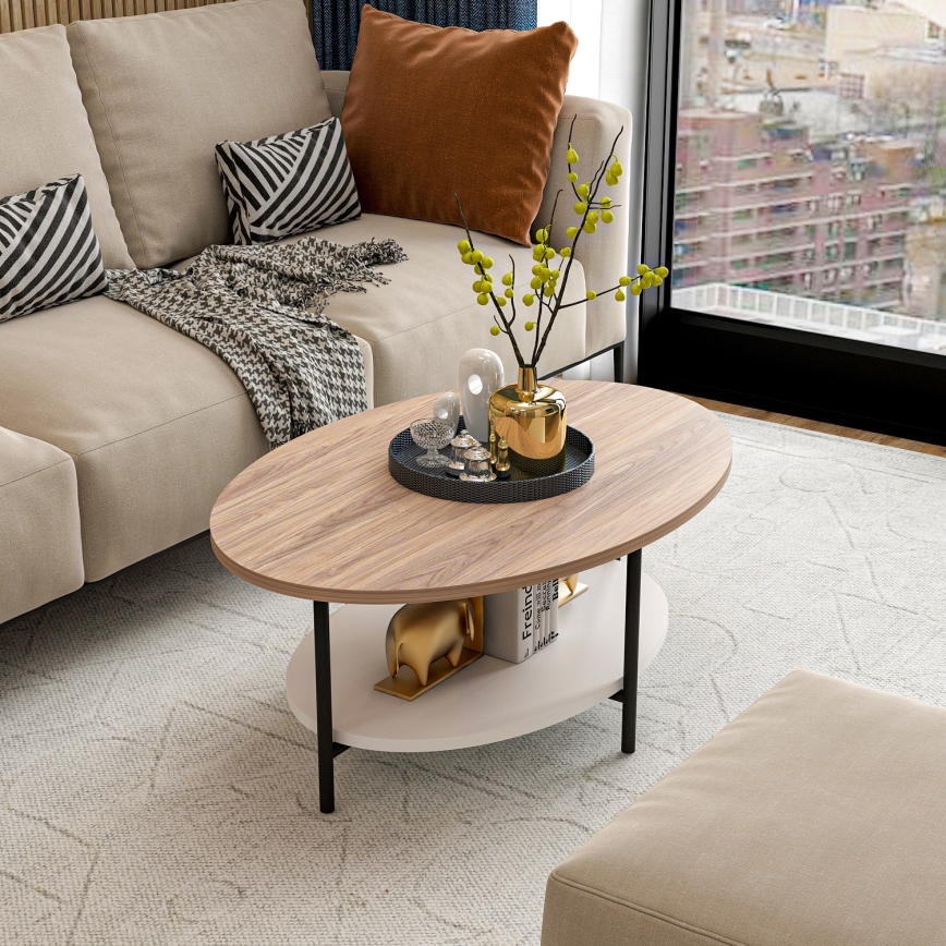 Mesa de centro ELIS 36x90 cm roble/blanco