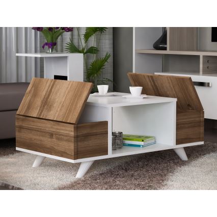 Mesa de centro ERIBERTO 43,8x90 cm marrón/blanco
