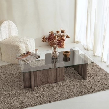 Mesa de centro ESCAPE 30x105 cm marrón/transparente