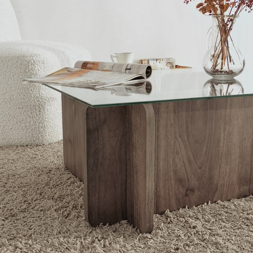 Mesa de centro ESCAPE 30x105 cm marrón/transparente