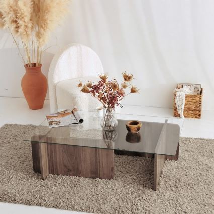 Mesa de centro ESCAPE 30x105 cm marrón/transparente