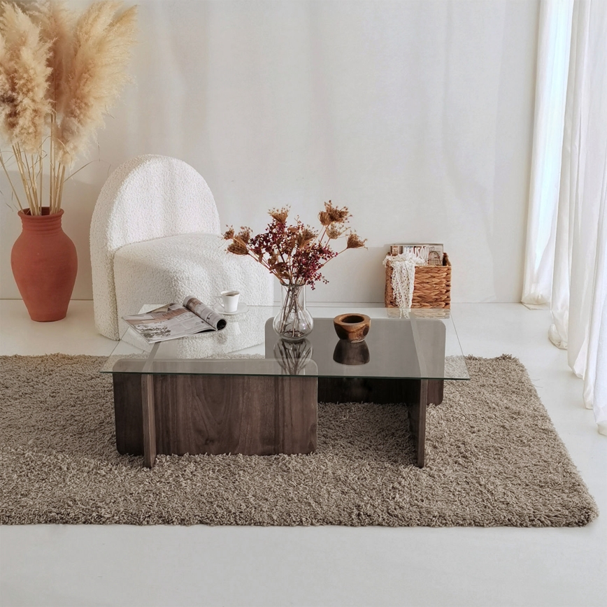 Mesa de centro ESCAPE 30x105 cm marrón/transparente