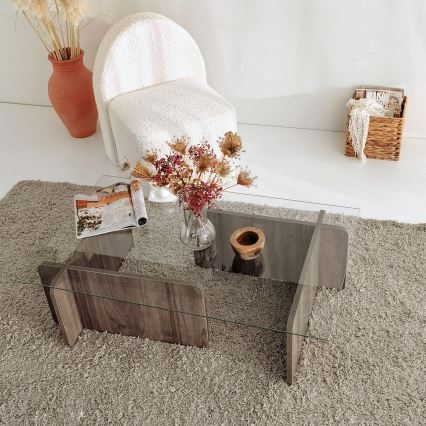Mesa de centro ESCAPE 30x105 cm marrón/transparente