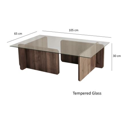 Mesa de centro ESCAPE 30x105 cm marrón/transparente