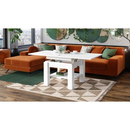 Mesa de centro extensible con tablero elevable CALEB 75/150x75 cm blanca