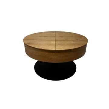Mesa de centro extensible con tablero elevable PURE, Ø 80 cm, roble/negro