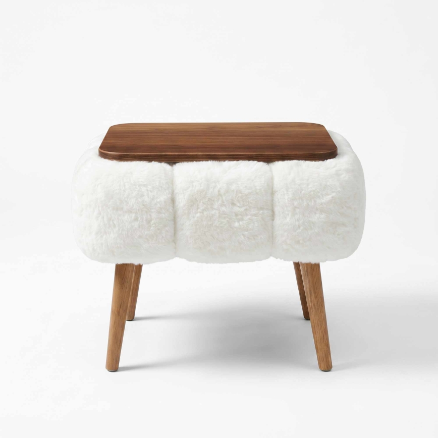 Mesa de centro FELPO 35x45 cm blanco/nogal