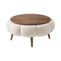 Mesa de centro FELPO, diámetro 60 cm, crema/nogal