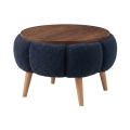 Mesa de centro FELPO Ø 45 cm azul/nogal
