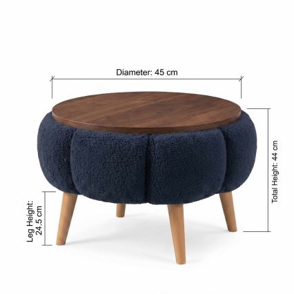 Mesa de centro FELPO Ø 45 cm azul/nogal