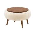 Mesa de centro FELPO Ø 45 cm beige/nogal