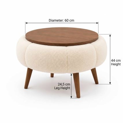 Mesa de centro FELPO Ø 45 cm beige/nogal