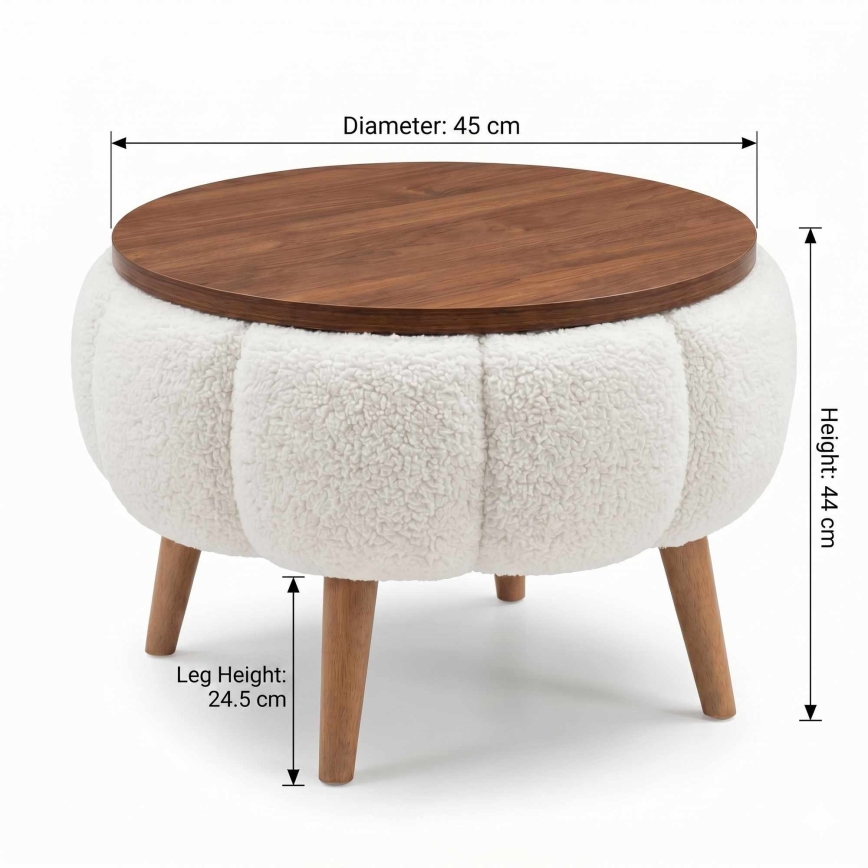 Mesa de centro FELPO Ø 45 cm blanco/nogal