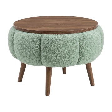 Mesa de centro FELPO Ø 45 cm verde/nogal