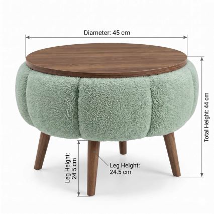Mesa de centro FELPO Ø 45 cm verde/nogal