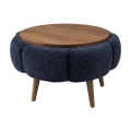 Mesa de centro FELPO Ø 60 cm azul/nogal