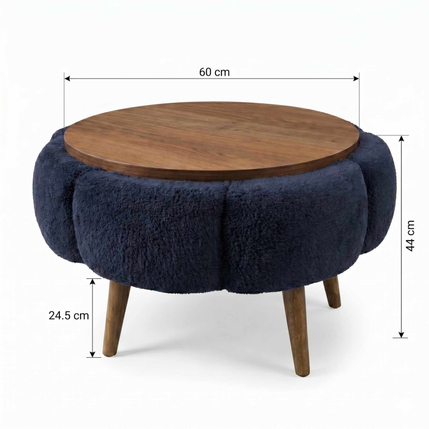 Mesa de centro FELPO Ø 60 cm azul/nogal