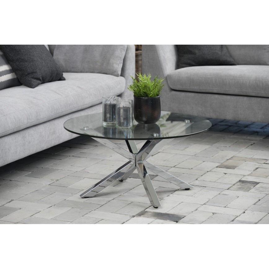 Mesa de centro LUCA 82 cm transparente/plateada