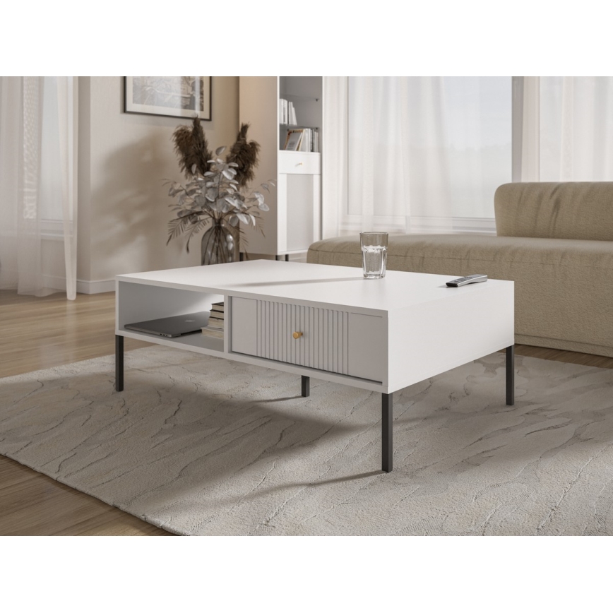 Mesa de centro LUE 104x68 cm blanco/negro