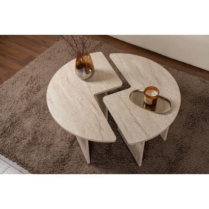 Mesa de centro LUVIA, efecto mármol beige