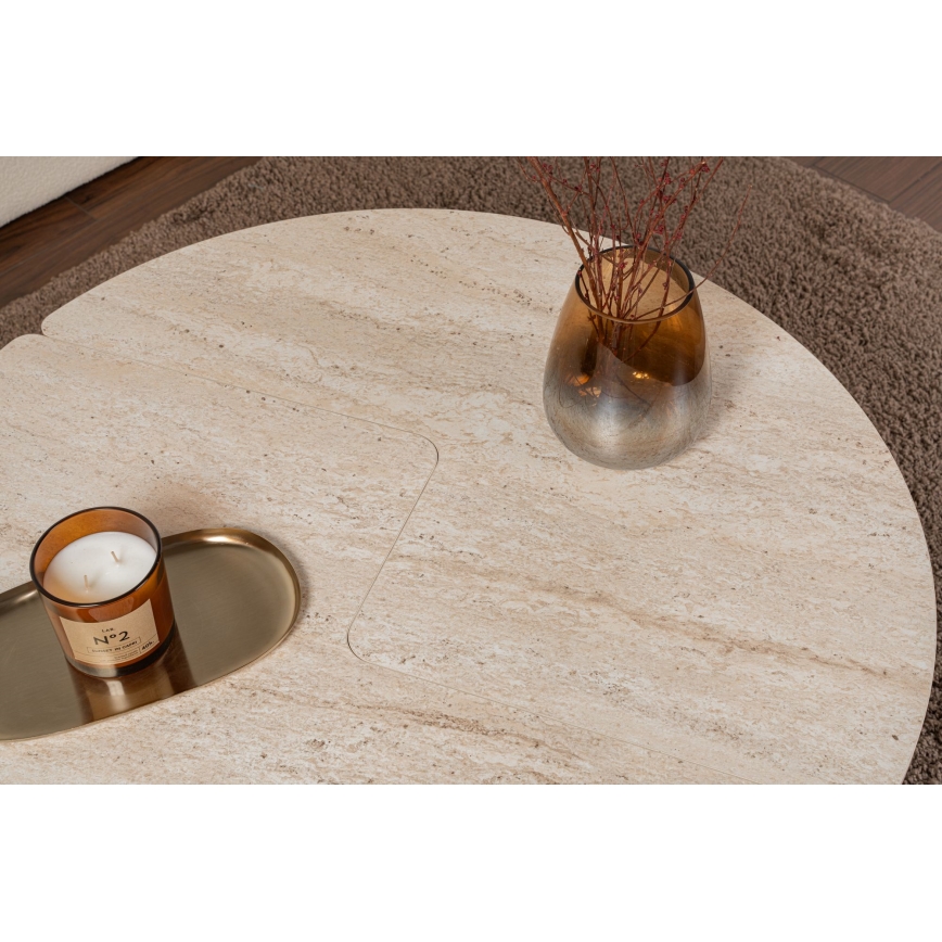 Mesa de centro LUVIA, efecto mármol beige