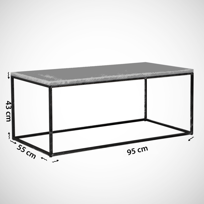 Mesa de centro MARMO 43x95 cm blanco/negro